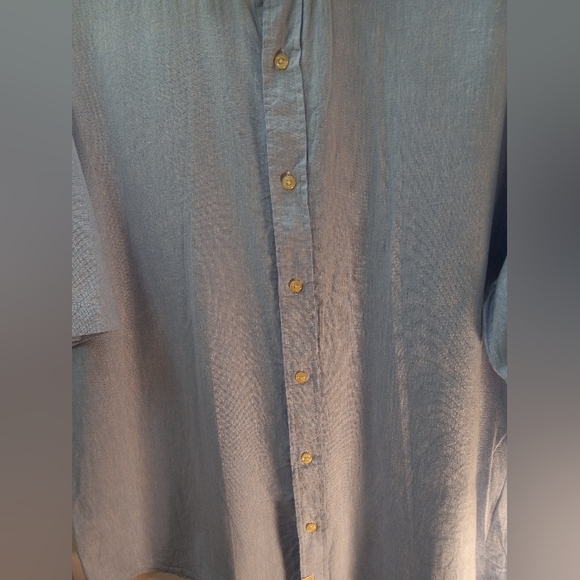Chaps The Coastland 55% Linen Blend Classic Fit XXL Blue Business Casual Shirt - Picture 14 of 16